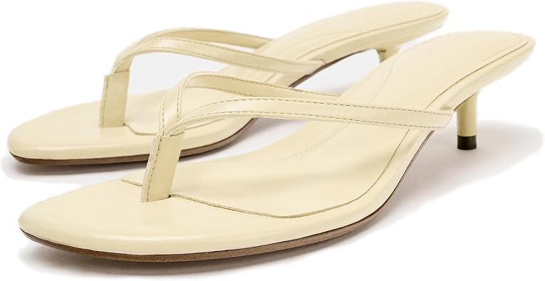 Womens Miami Kitten Heels Sandals Square Open Toe Thong Sandal Flip Flop Heels +Memory Foam Heeled Sandals for Women
