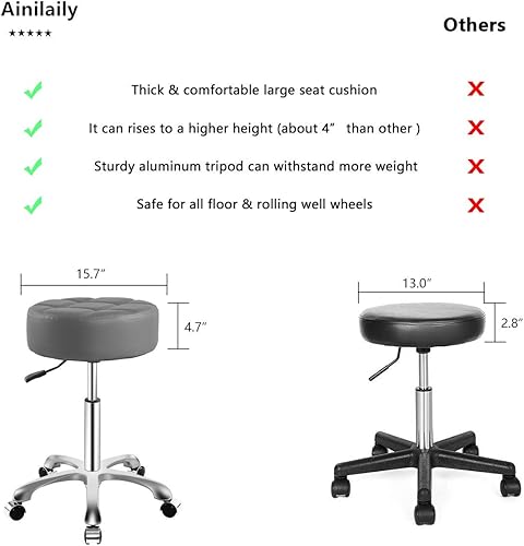 Vista 37 de Taburete ajustable con ruedas para el trabajo, médico, tatuaje, sala de belleza, silla hidráulica resistente con ruedas (negro)