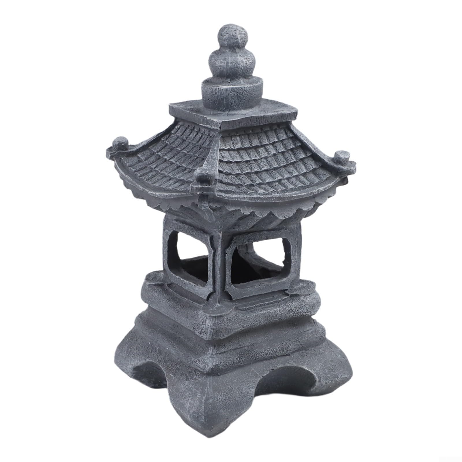 Pagoda de energía solar para estatua de jardín con linterna LED, decoración al aire libre para jardín, patio, patio, poliresina (B)