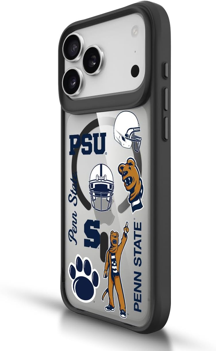 Head Case Designs Officially Licensed Pennsylvania State University PSU Icons PSU Black Shockproof Bumper Case [Military Grade Protection] Compatible with Apple iPhone 17 and Compatible with MagSafe