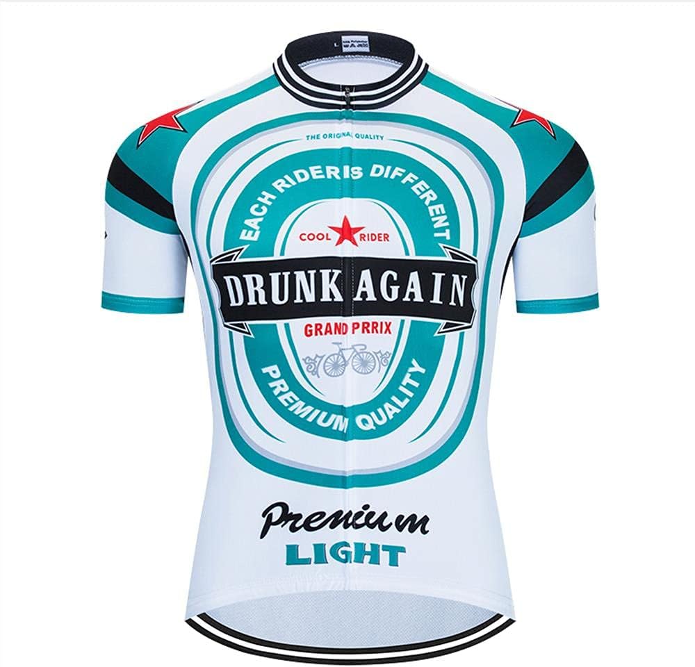 MOXILYN Men Cycling Shirts Mountain Bike Shirts Short Sleeve 3D Beer Cycling Jersey - Funny Bicycle T-Shirt