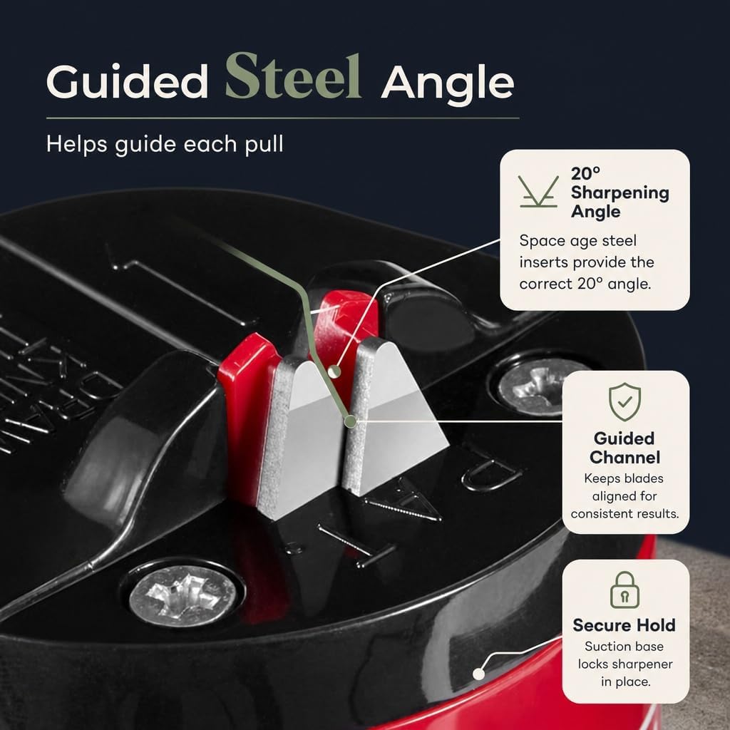 Knife Sharpener with Suction Cup, Mini 20° Guide for Kitchen Blades