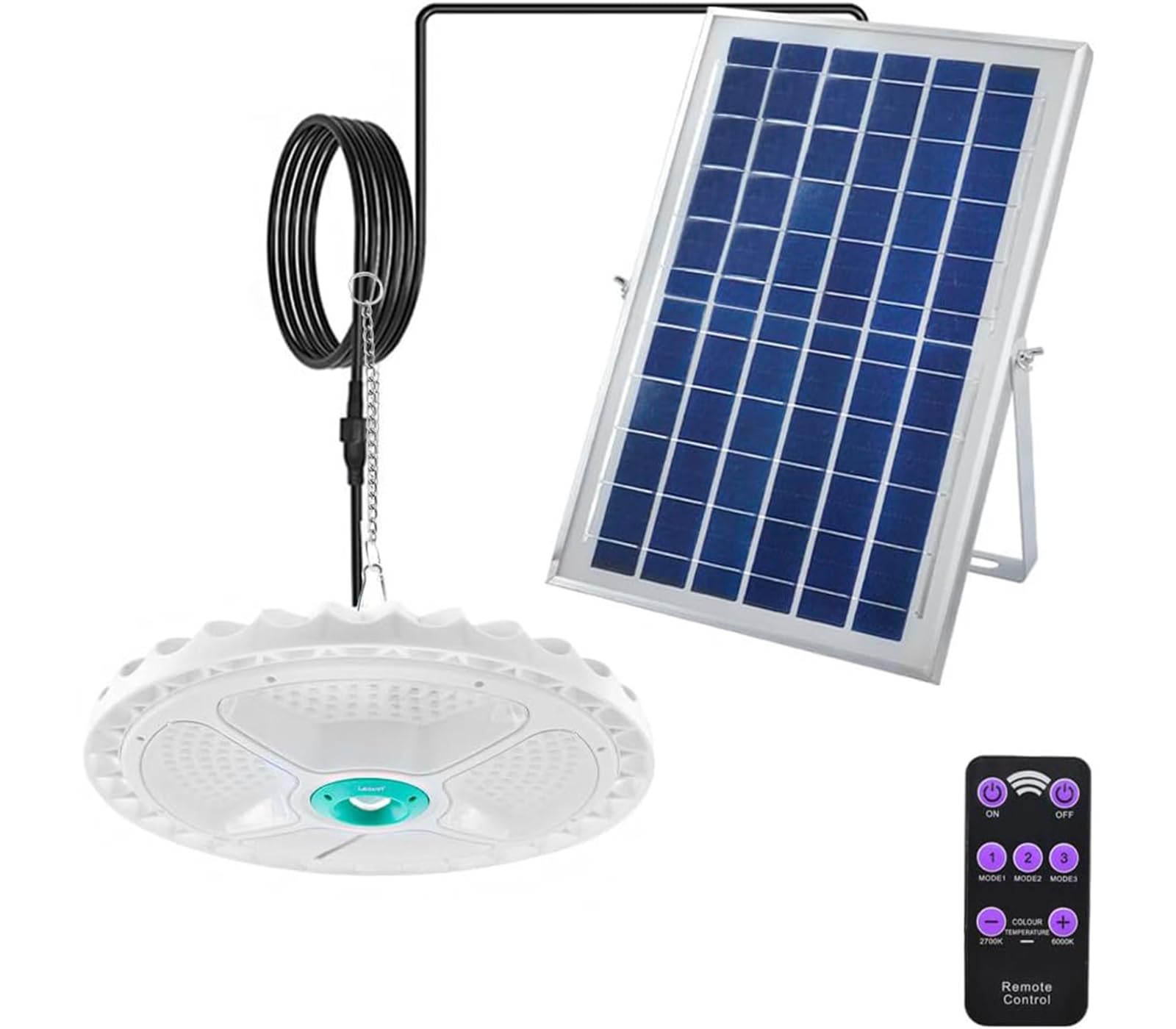 Faro Led Da Esterno 200W Luce Bianca Fredda Con Pannello Solare E