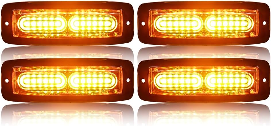 4x12 LED Strobe Light Bar – Amber/White Flashing Warning Beacon For Trucks, SUVs, ATVs – IP67 Waterproof