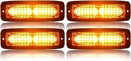 4 piezas de 12 LED luces estroboscópicas ámbar para camiones, vehículos, mini parrilla, baliza de emergencia, marcador lateral, luces de advertencia