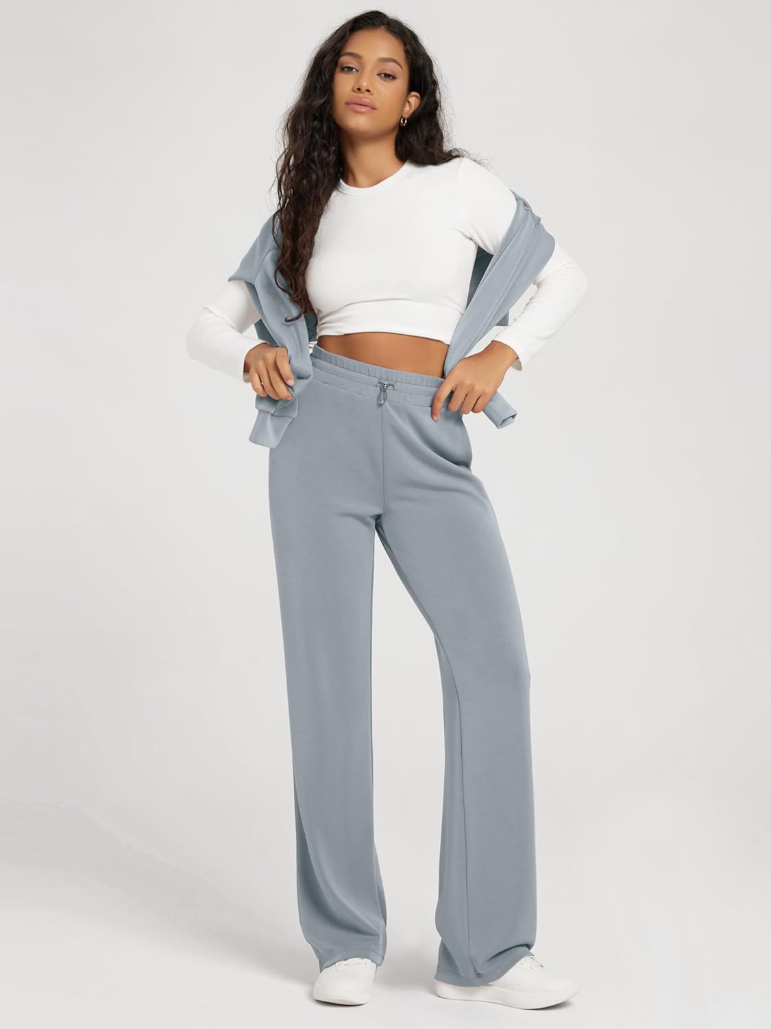 ODODOS Women's Modal Soft Wide Leg Pants with Pockets Adjustable Shockcord High Waist Casual Lounge Pants-27/29/31" Inseam - Image 5