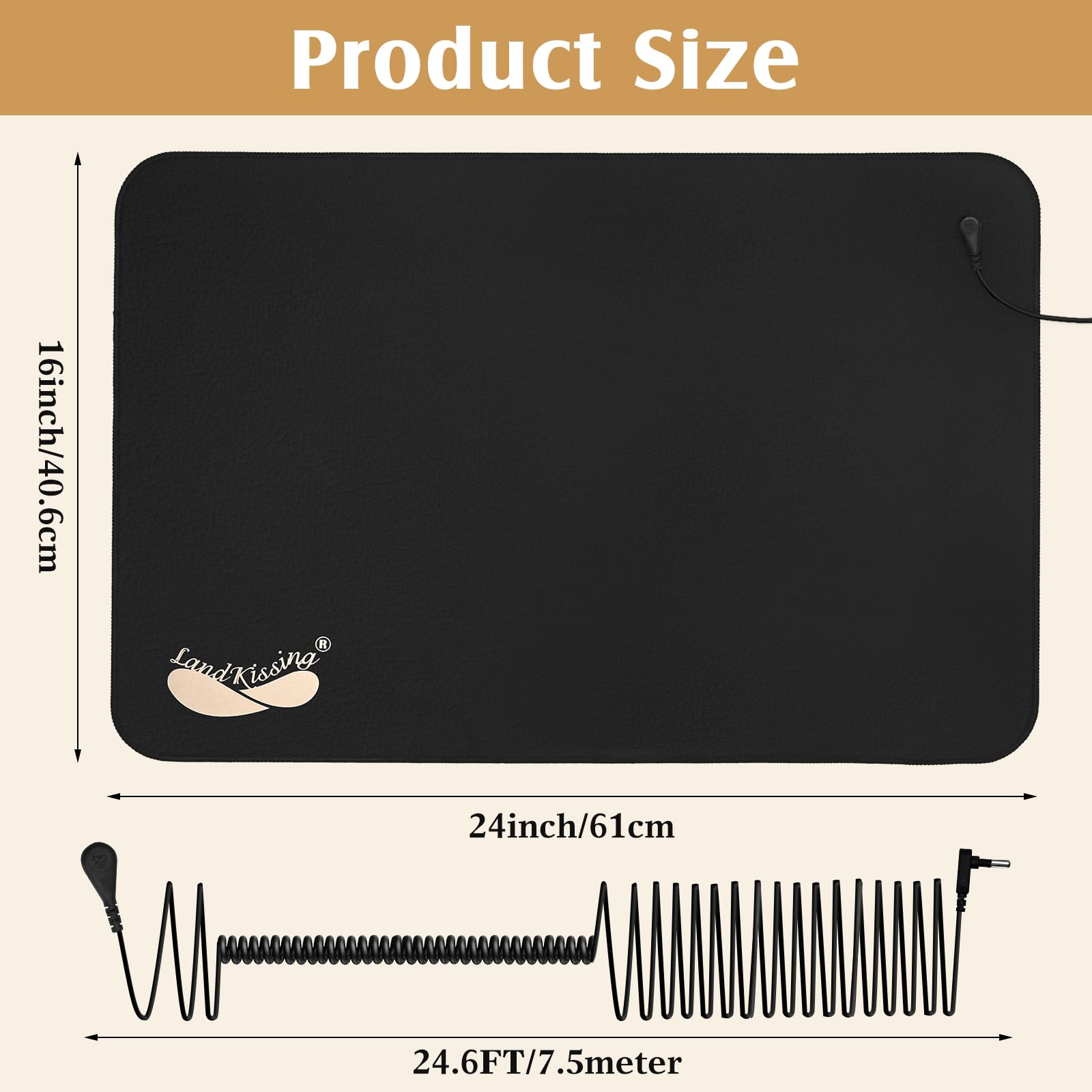 LandKissing® Grounding Mats 26"x10" (1 PK) For Bed, Grounding Mat Kit - View #10