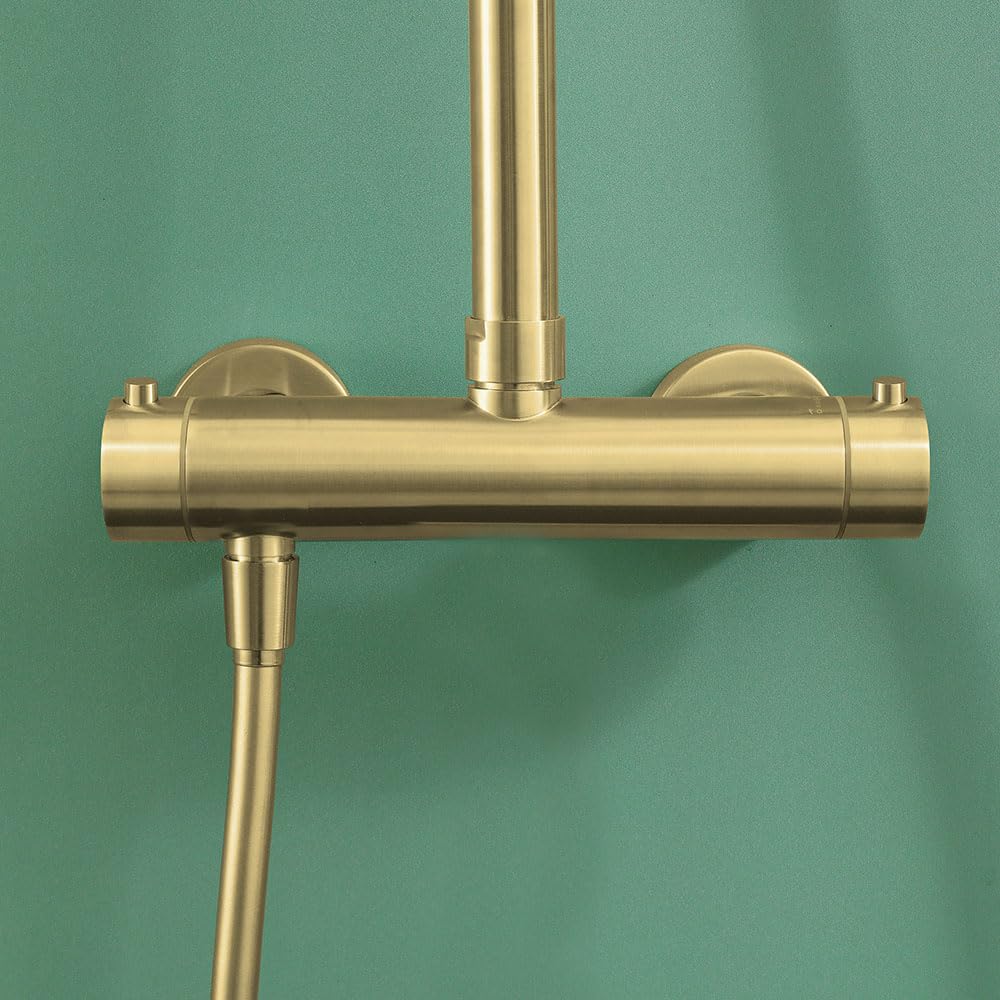 Columna De Ducha monomando redonda 78-125 cm acabado oro cepillado fabricado en latón