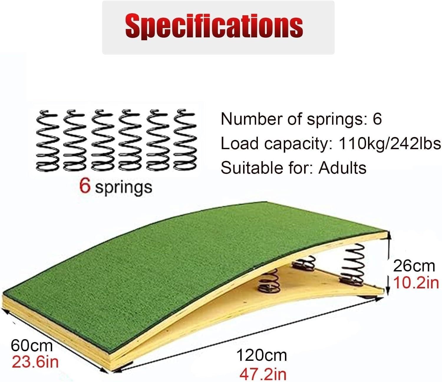 TIST High Jump Spring Board Pro Curved Spring Board Elastic Ramp with 6 Spring Sport Equipment for Vaulting Training orTeens Backflip High Jump Landing Practice Art Project Assisted Springboard