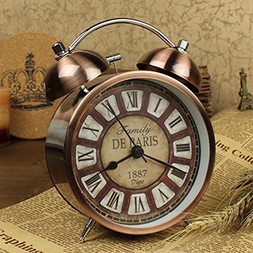Nikauto Retro Alarm Clock, Vintage Room Clock Home Desk Table Lamp Clock With Ultra Mute Non Ticking Sweep Second Hand Hd Glass Lens Battery Operated (Bronze) #TOP3
