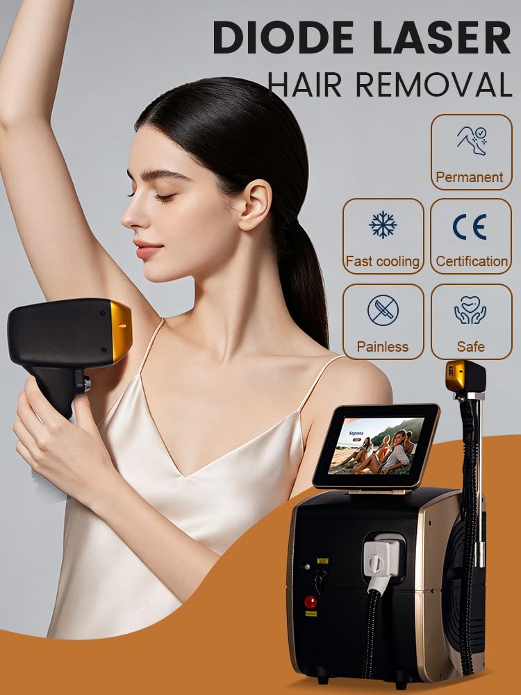 10 Bars, Epilazione laser a diodo 755nm/808nm/1064nm Epilazione indolore | Epilazione permanente Rimuovere i peli superflui da tutto il corpo Uso personale e commerciale