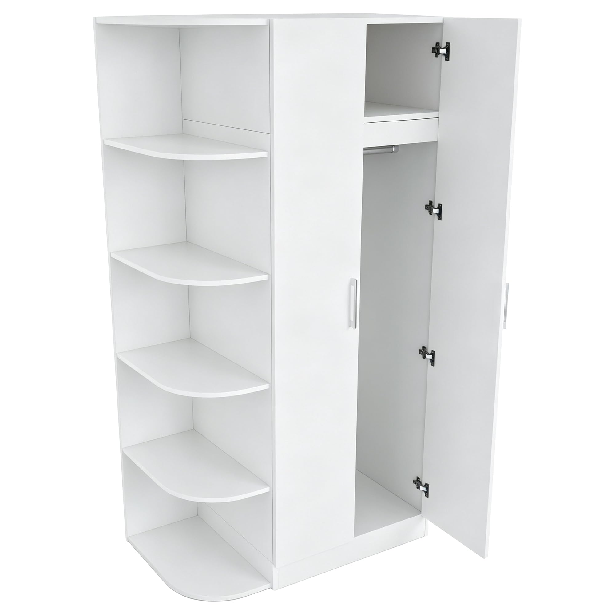 2-türig Kleiderschrank mit Regalböden und Schubladen, Zweitüriger Schrank Garderobenschrank Mehrzweckschrank für Schlafzimmer, Kinderzimmer Flur & Büro, Weiß, 90x55x170 cm