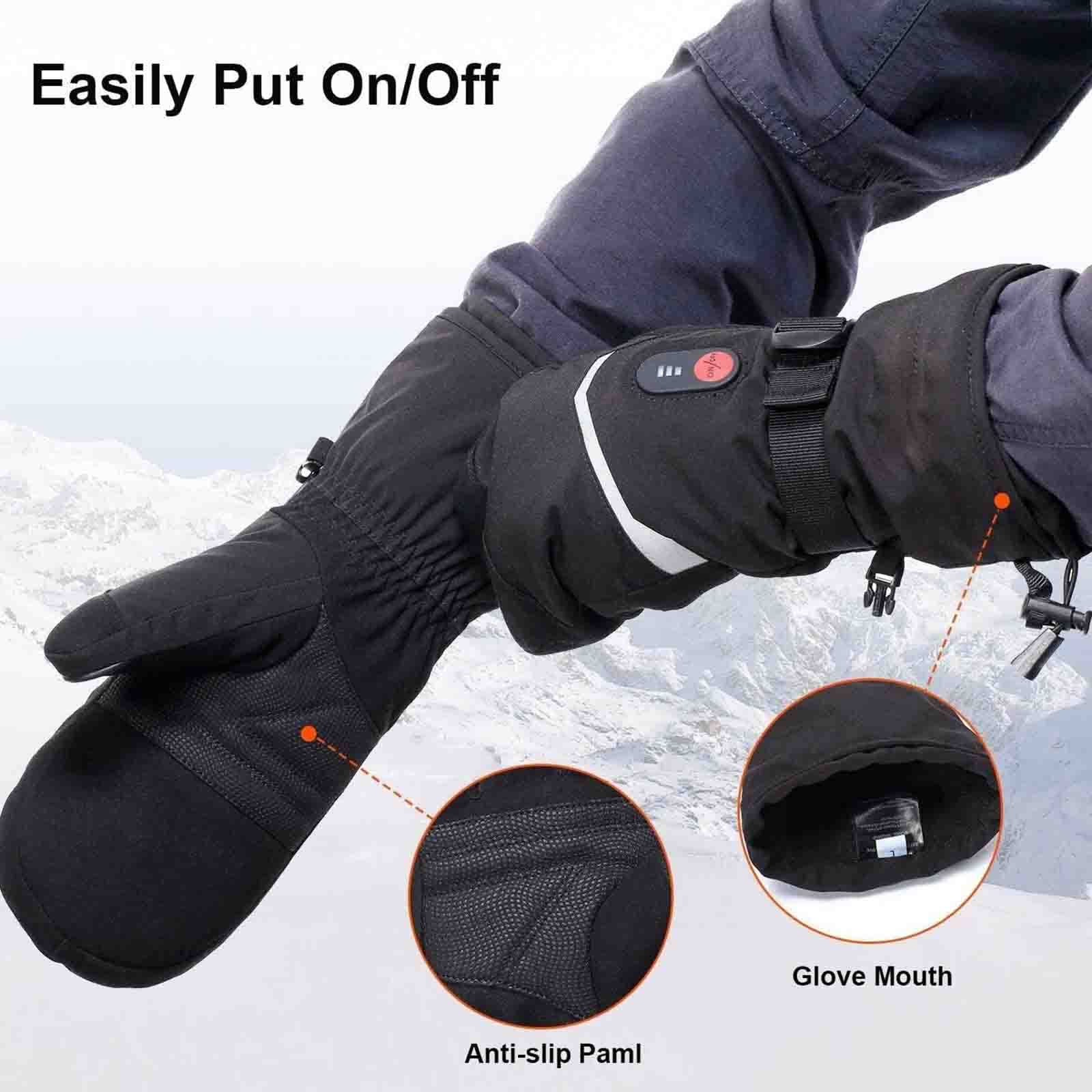 CHEWYNP Guanti da Sci riscaldati per Uomo Donna, Guanti Termici a Batteria Ricaricabile elettrica per Sci Invernale, Pattinaggio, Neve, Campeggio, Escursionismo