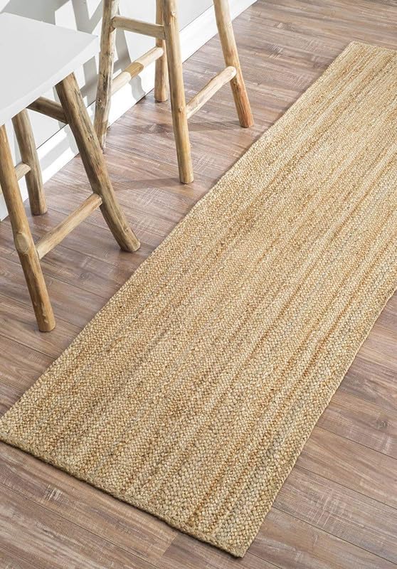 Image of Reversible Braided Jute Rug | Natural Handwoven Carpet for Living Room, Bedroom, Office & Guest Room | Eco-Friendly Durable Floor Mat & Home Decor Accent Size (40X60 CM Natural Jute)