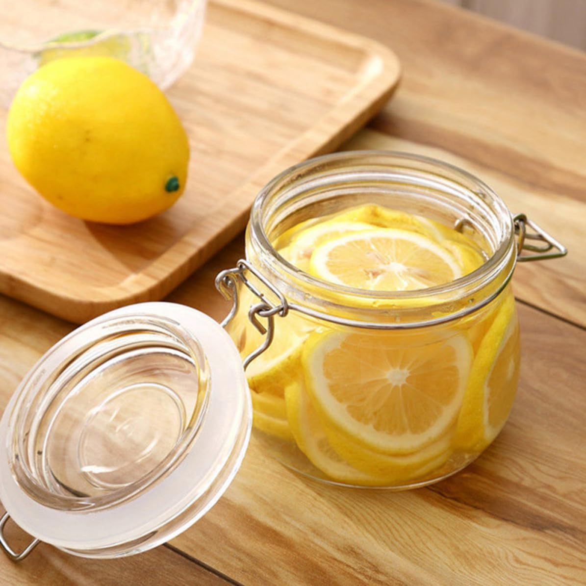 Barattoli Ermetici e Chiusura a Tenuta Stagna in Vetro con Coperchio Set di 3 Alta Resistenza alla per Conservazione Alimenti