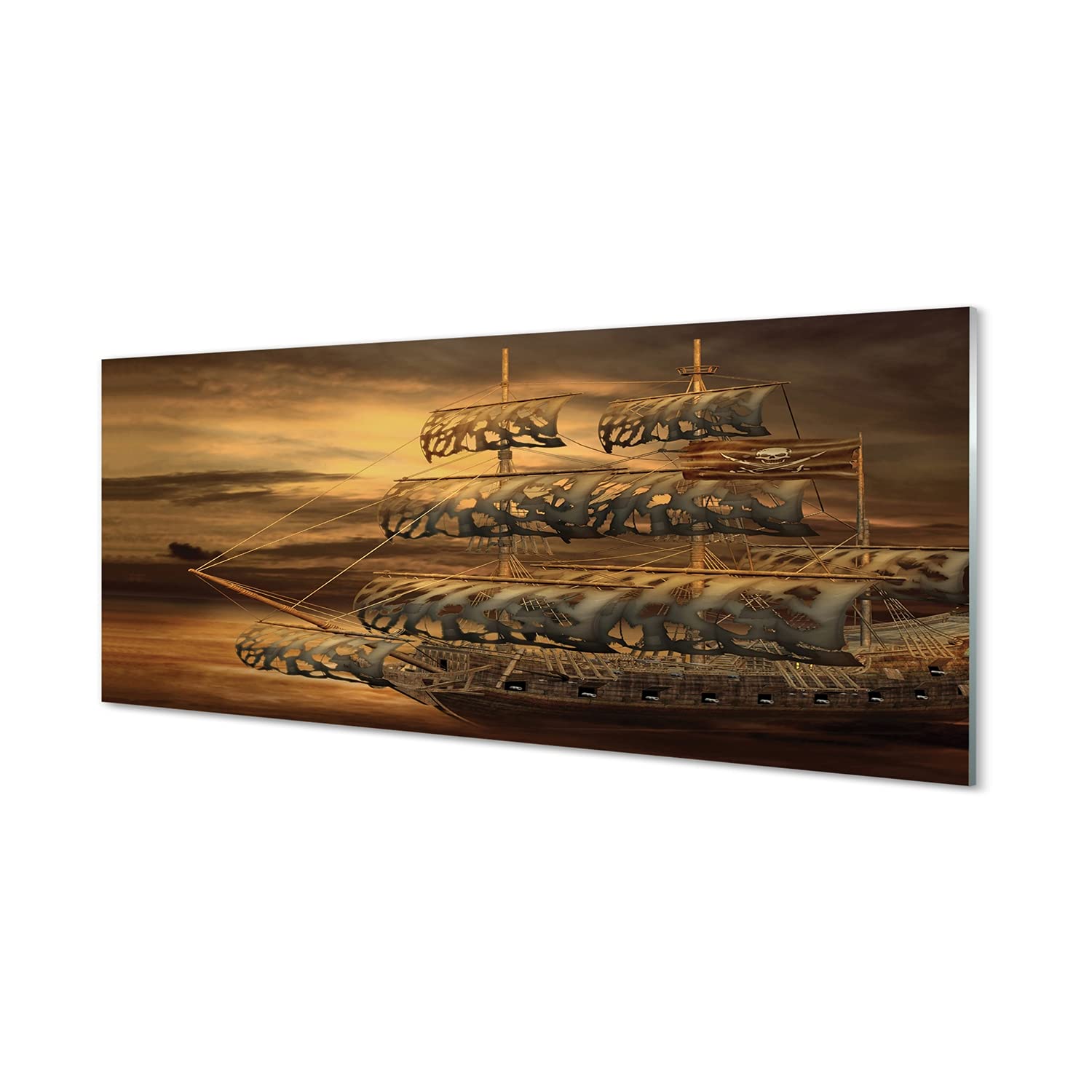 Tableau en verre haut de gamme voile de navire deco murale panoramique par Tulup