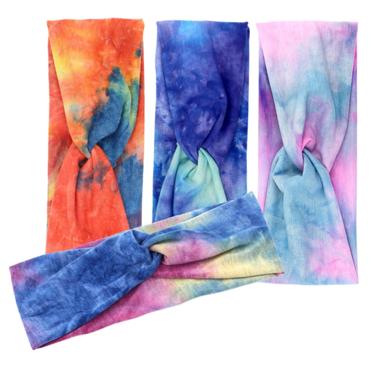 Beavorty 16 Pièces bandeau de sport bandana headband accessoires yoga head band accessoire de yoga bandeau tie-dye de x élastiques x d'exercice polyester