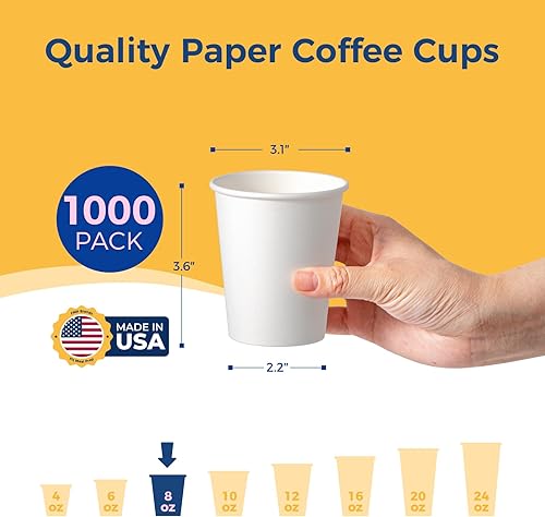 Miniatura 49 de Fit Meal Prep Paquete de 100 tazas de café de papel desechables de 16 onzas, tazas calientes de primera calidad para bebidas calientes/frías, vasos