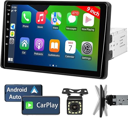 Naifay Radio estéreo de coche de 9 pulgadas con Apple Carplay y Android Auto, pantalla táctil de un solo DIN estéreo para automóvil con receptores