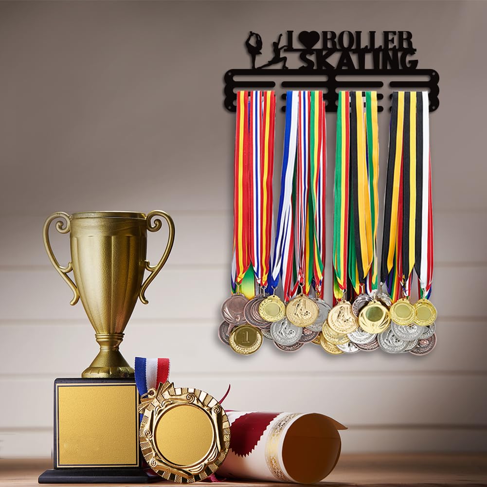 PH PandaHall Soporte para medallas de patinaje sobre ruedas, soporte de cinta deportiva, soporte para medallas, medallas, premios, medallas, soporte de pared, gancho escalonado para medallas para más