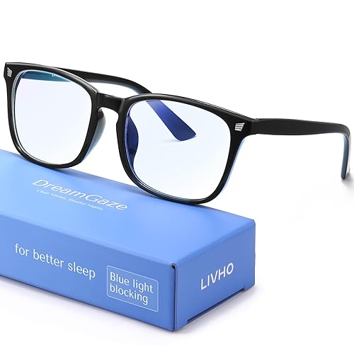 DreamGaze 99.9% Blue Light Blocking Glasses for Better Sleep - Anti Blue Light Glasses Men - Premium Computer Gaming Glasses - Black - Clear