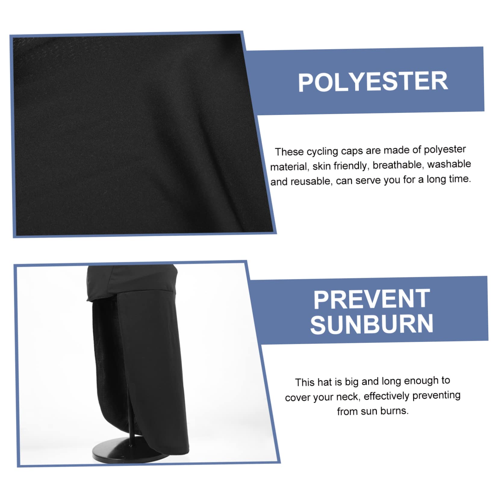 FRCOLOR Polyester Sun Shade Hat 4pcs Cycling Hat Soft Liner Outdoor Windproof Hat for Men Women Black