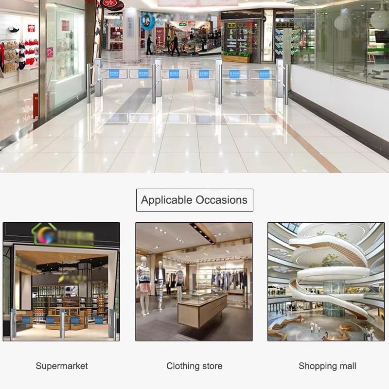 Automatic Swing Gate 1-Way Door, Spring-Loaded Entrance/Exit Device Barricade Gate, Stainless Steel Pedestrian Double Door for Warehouse Channel(2.3x3.2ft(70x99cm))