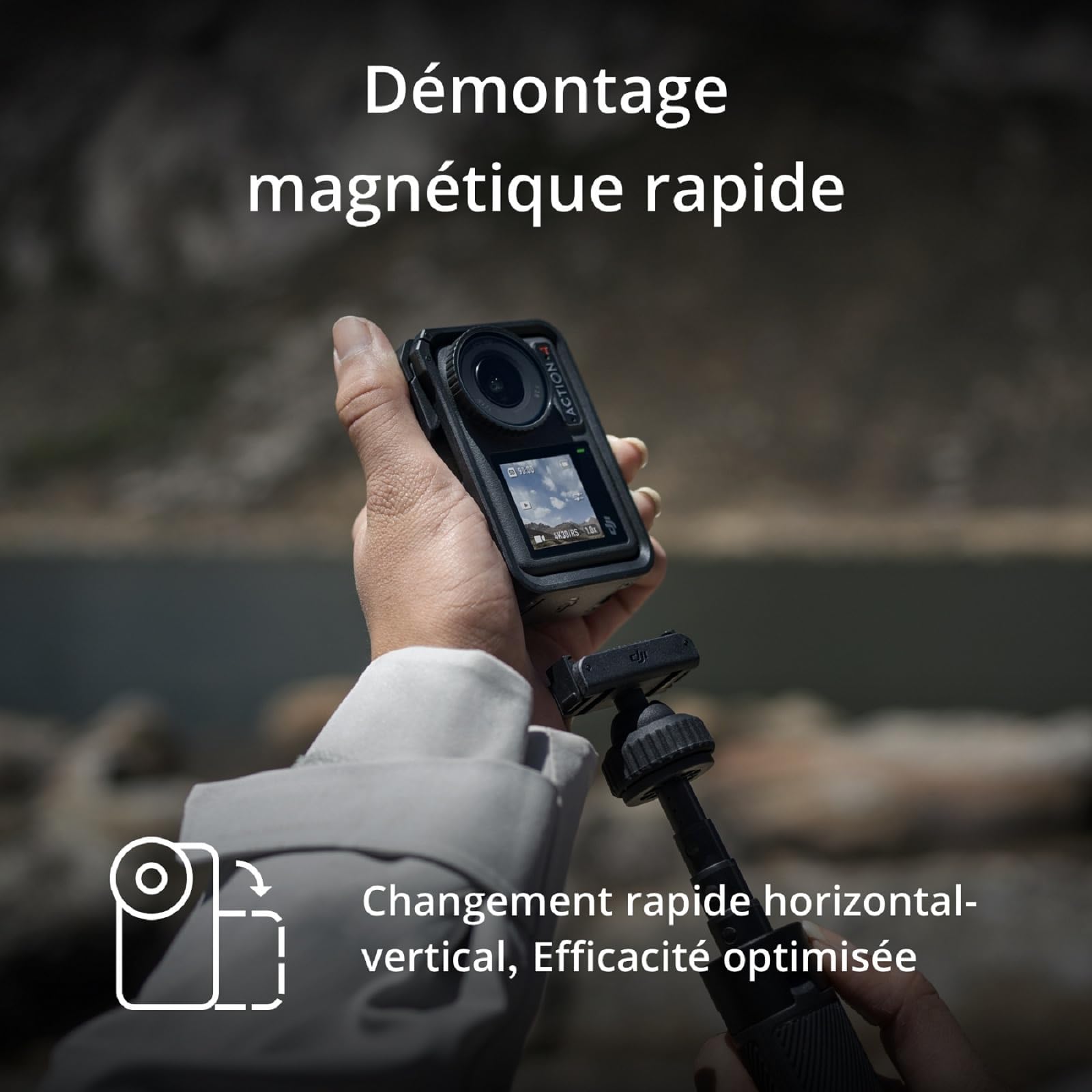DJI Osmo Action 4 Pack Standard, Caméra d'action 4K/120fps avec capteur de 1/1,3 pouces, performance couleur 10 bits et D-Log M, Batterie durable de 1 770 mAh pour vlogs, voyages, plein air (58