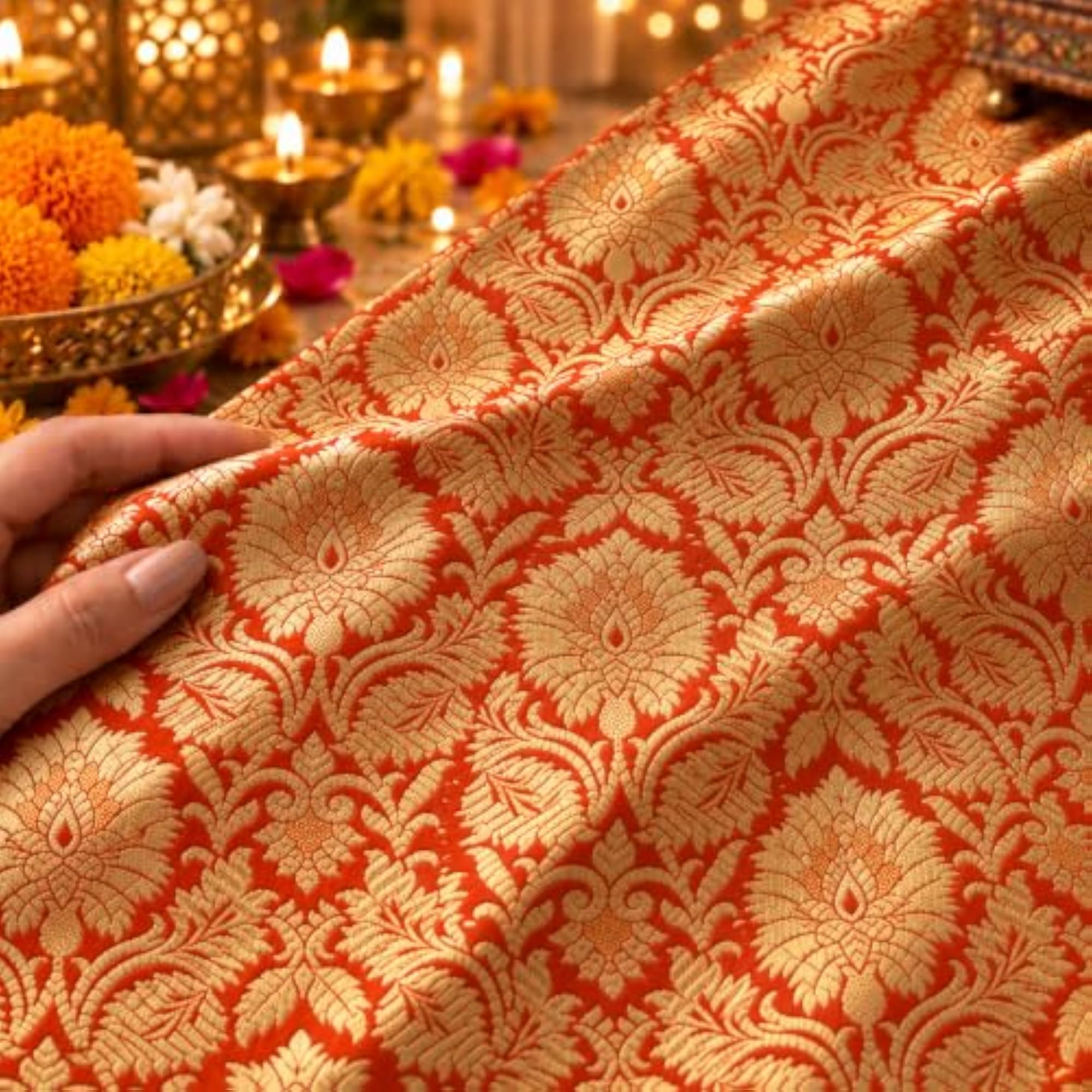 Banarsi Brocade Silk & Gold Jacquard Table Runner