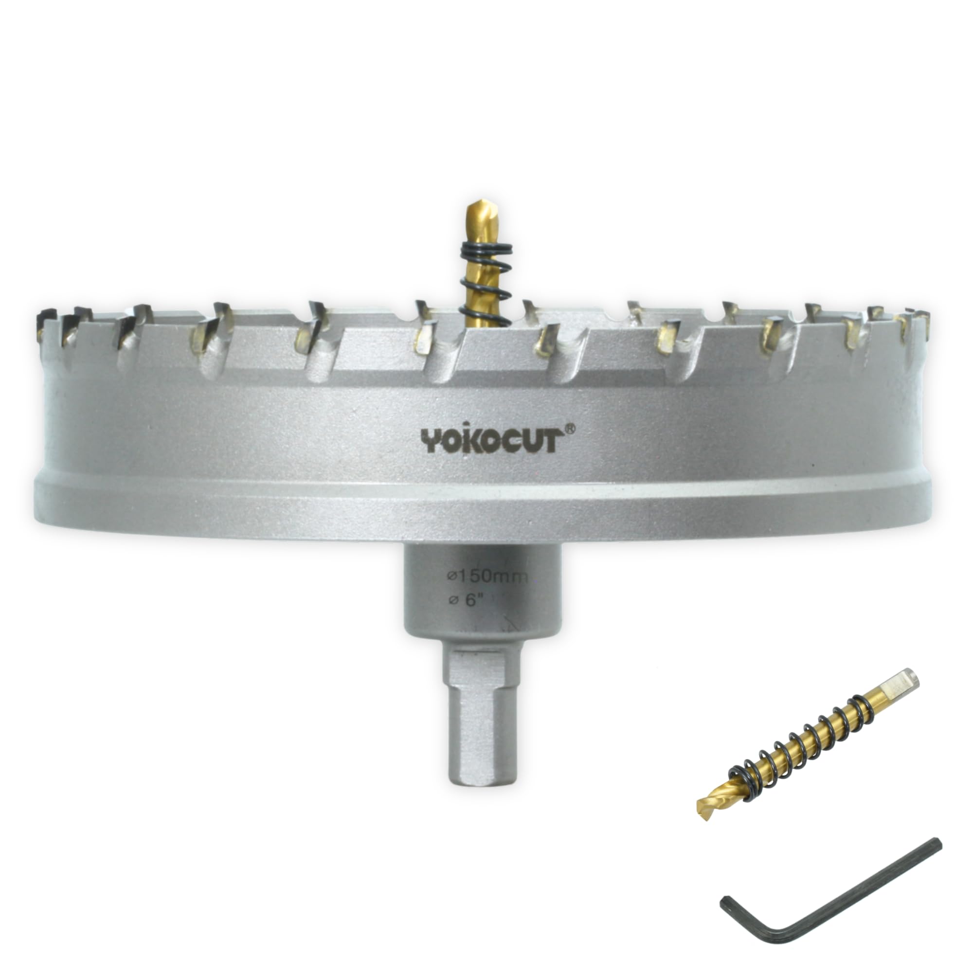 Sega a tazza in carburo da 15,2 cm, fresa a tazza con punta pilota in carburo, sega a tazza TCT per acciaio inossidabile, metallo, ferro, rame, ottone, plastica, legno