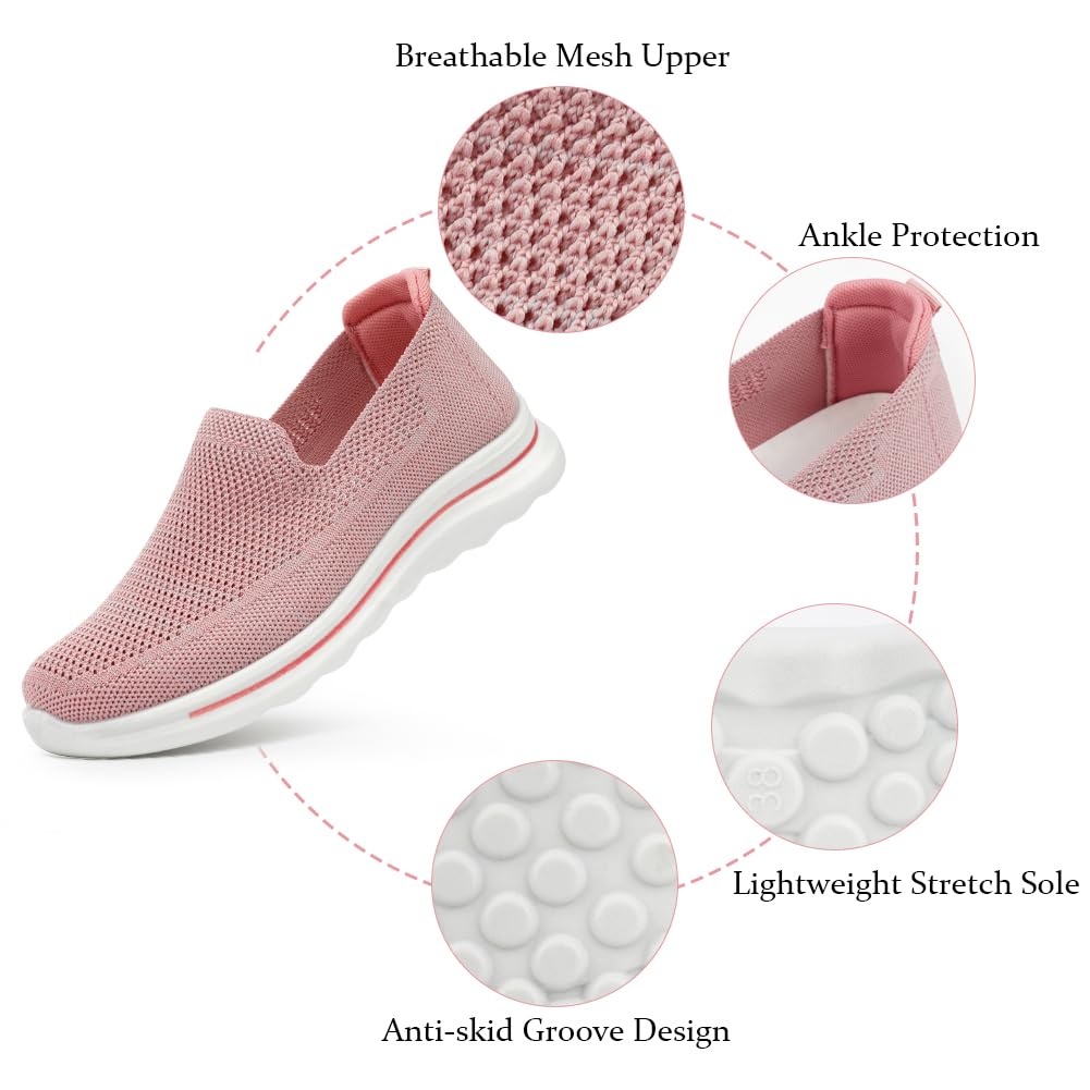 OFFCUP Zapatillas Sin Cordones para Mujer Ortopédicas Transpirables Rosado 38EU
