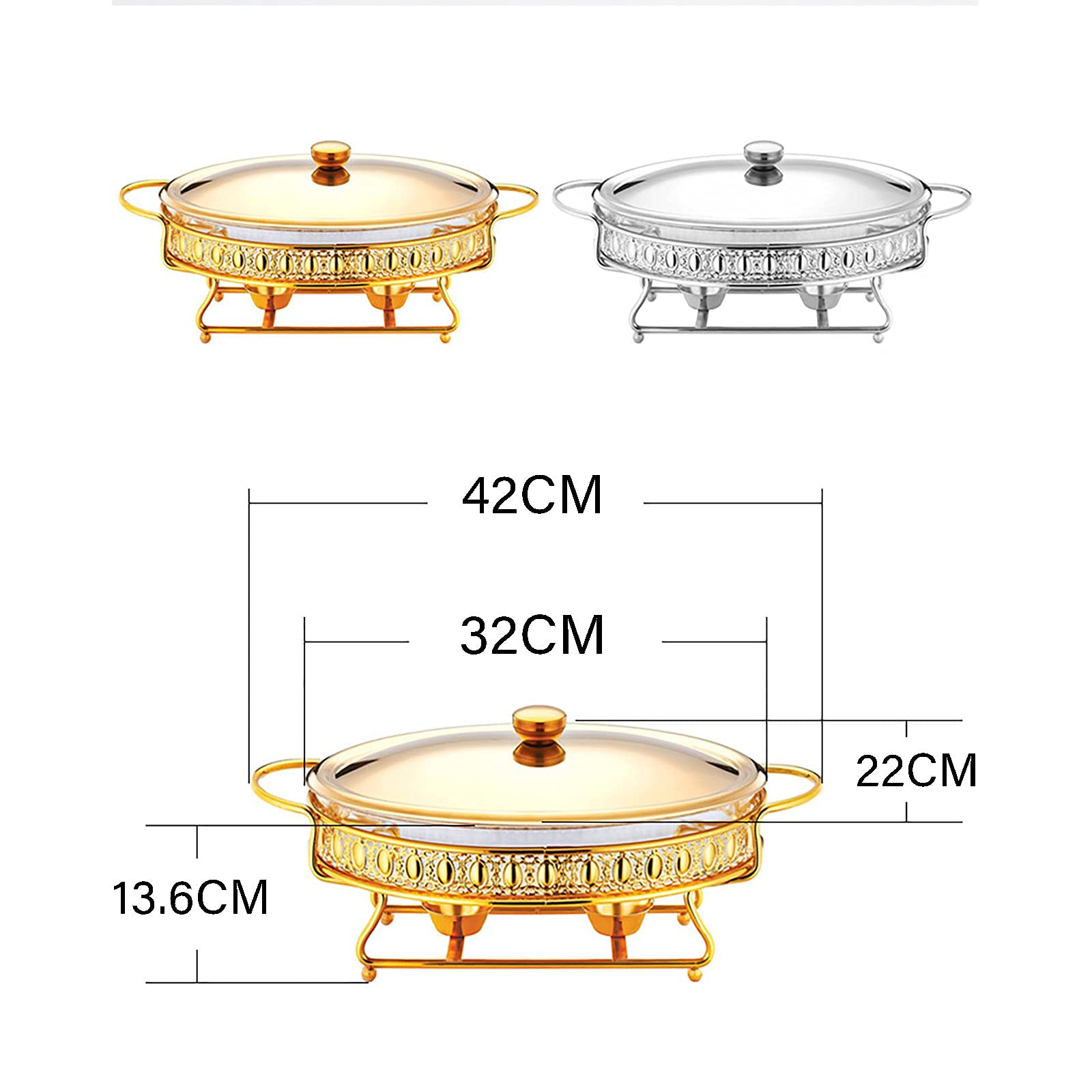 Chafing Dish SUN Buffet Inox - 2 Récipients GN 1/2 Profonds 65mm - 61x36x30 Cm - Avec Couvercle Et Support