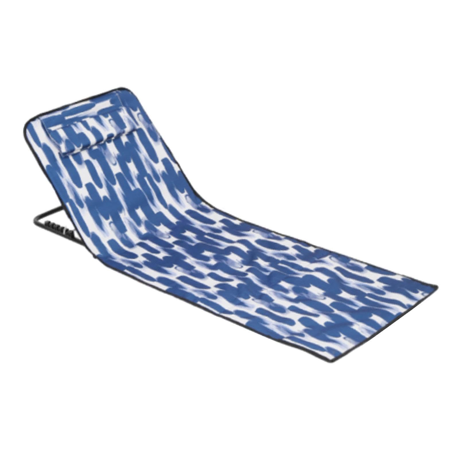 Silla de Playa Plegable con Respaldo, Tumbona de Playa, Tumbona Acolchada para Jardín, Césped, Deportivos Y Viajes, Azul y