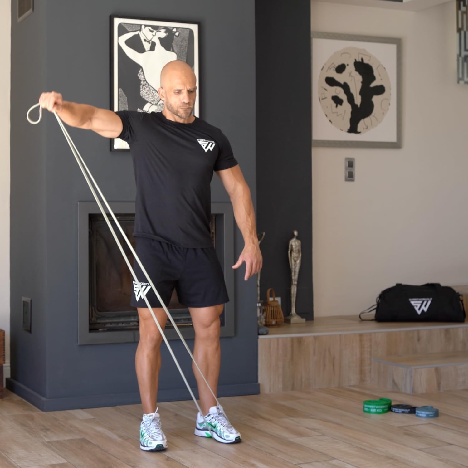 SmartWorkout - Pack de 3 Bandes de Résistance en Latex Naturel - Élastiques de Musculation, Fitness, Yoga, Pilate - 3 Résistances de 5kg à 40kg
