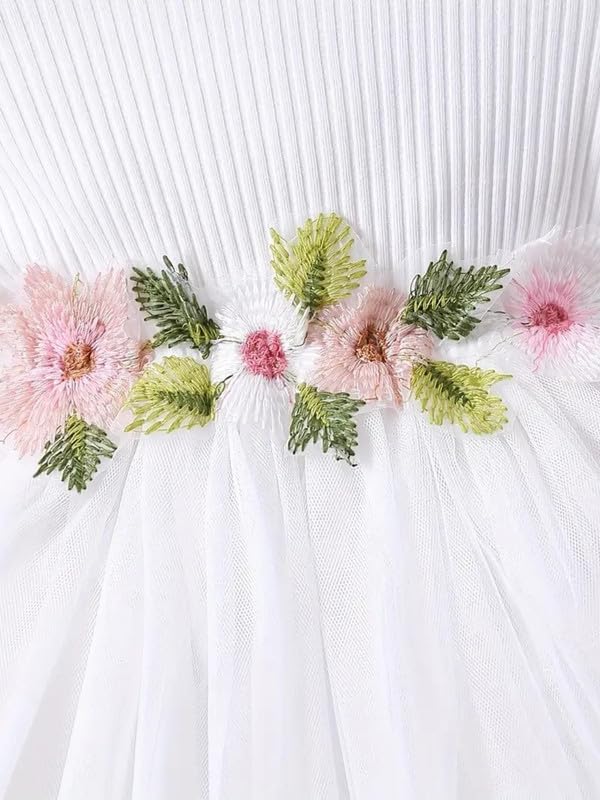 Image of Niren Enterprise 1019 Floral Embroidery net and Modal Short Sleeve Baby Girl Frock