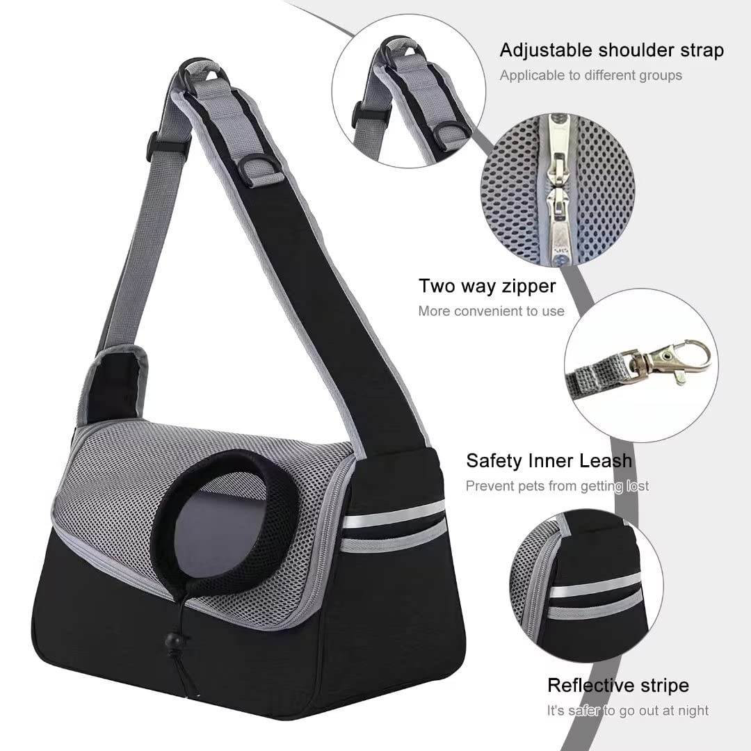 PETCUTE Hundetragetasche,Verstellbare Hundetasche Tragetuch mit Halsband Haken und Taschen,Atmungsaktiv Tragetuch Hund Haustier Schultertasche Hundetragebeutel für Kleine Hunde Bis 5 kg