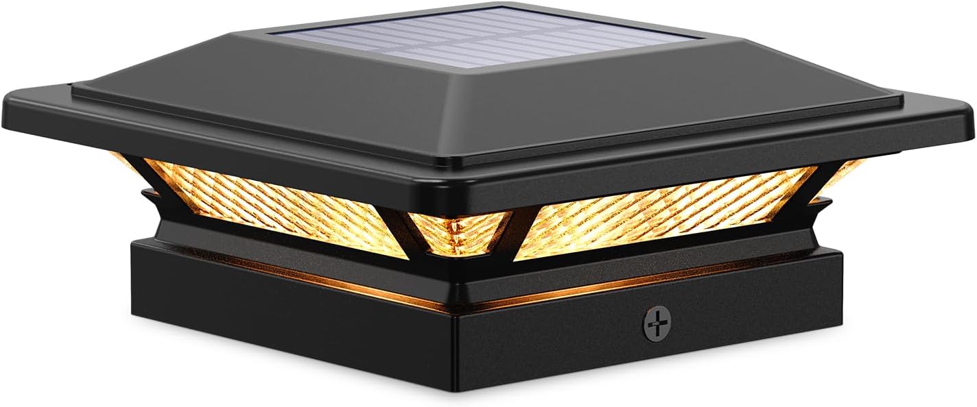 SIEDiNLAR 4x4 Solar Post Cap Lights 16 LEDs 2 Modes 3.5x3.5 4x4 Wooden Vinyl Post Light Waterproof Outdoor for Fence Deck Patio Garden Decor, Warm/Cool White (1 Pack, Black)