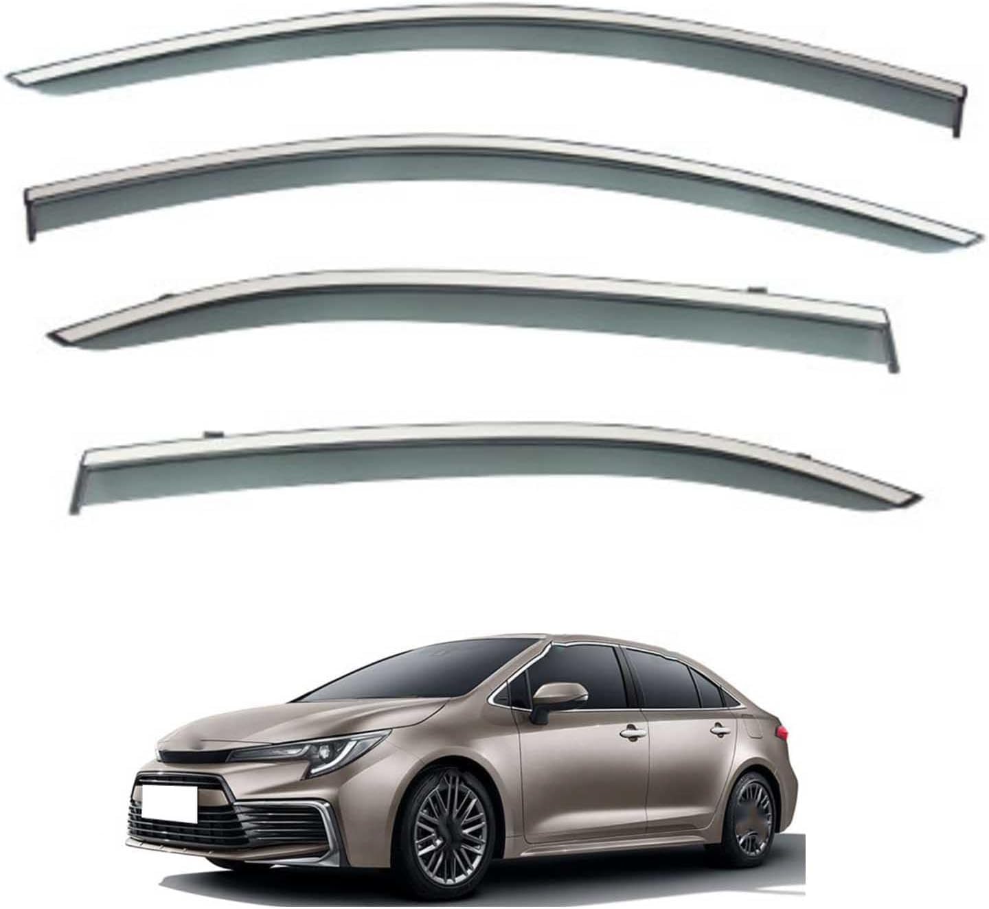 Acwyahso Rain Guards Wind Deflectors for Toyota Levin GT MK12-E210 2021-2024, 4Pcs Vent Visors, Allows Fresh Air & Keeps Rain Out, No-Drill Install