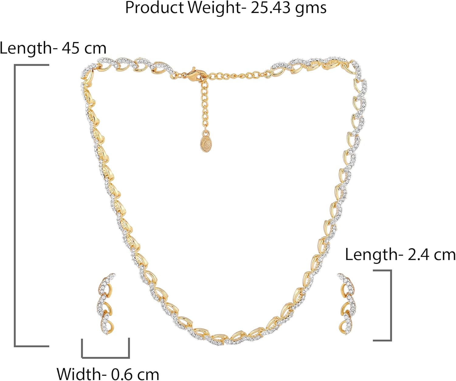 Estele American Diamond Gold Plated Necklace Set/Jewellery Set with Earrings for Women Suitable for All Occasions Gift for Wedding, Engagement, Anniversary, and Birthday