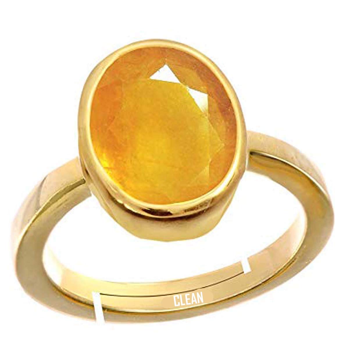 cleangems Natural Certified Yellow Sapphire (Pukhraj) 3.25 Ratti or 3 Carat Panchdhatu 22k Gold Plated ADJUSTABLE Ring For Men and Women-picture-20