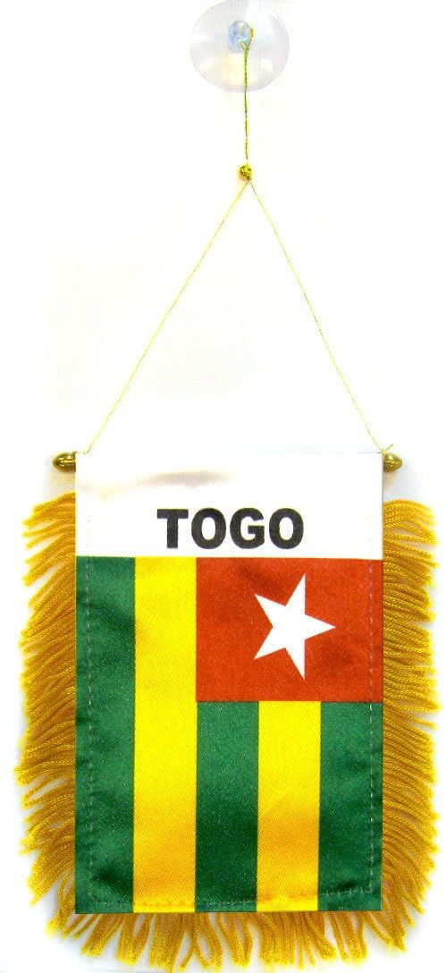 AZ FLAG Togo Mini Banner 6'' x 4'' - Togolese Pennant 15 x 10 cm - Mini Banners 4x6 inch Suction Cup Hanger
