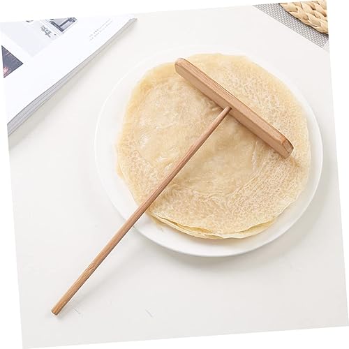 Miniatura 4 de HOMSFOU Rascador de crepé de madera, rastrillo de crepé, para panqueques, espátulas de masa, espátula para esparcir T, espátula de crepé, espátula