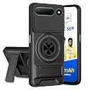 AELVOUX Tecno Spark 50 5G Back Cover | Armor Camera Slider 360 Degree Rotating Finger Ring Holder Case with Bracket Stand Back Case Cover (Compatible with MagSafe Accessories) (Black) gallery image