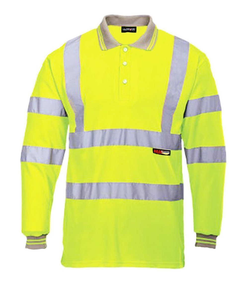 BSEEN Mens Full Sleeve Polo Collar Hi Visibility Reflective Workwear T-Shirt