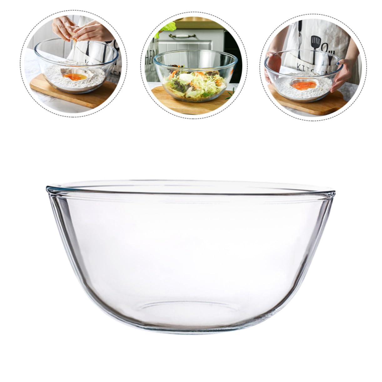 Transparente Große Glas Salatschüssel Mikrowellengeeignet Wiederverwendbar Vielseitige Servierschale für Salat Suppe Reis und Nudeln Langlebig und Spülmaschinenfest