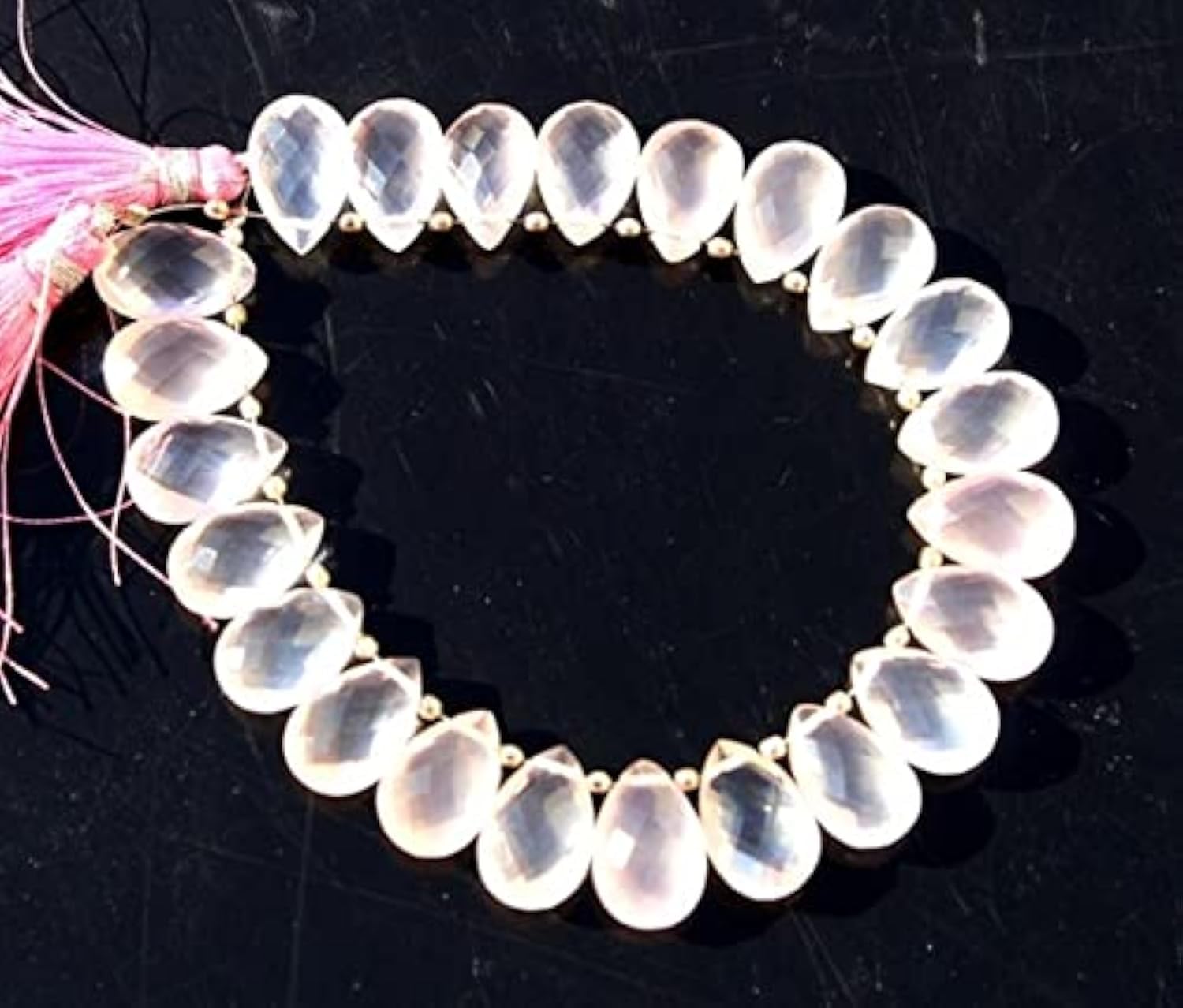 Quartz rose naturel briolette poire facettée 10x15mm fil de perles de gemmes pour création