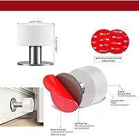 Vista 4 de Topes de puerta con calcomanías adicionales, tope de puerta autoadhesivo con goma blanca y cuerpo de acero inoxidable, parachoques de puerta