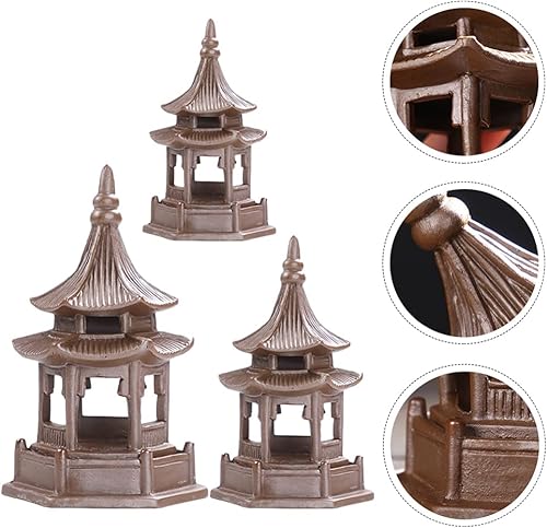 Miniatura 6 de BESPORTBLE Escultura de cerámica Zen Garden Ornamento 3 piezas miniatura mini estatua de pagoda estatua de cerámica para jardín zen decoración del