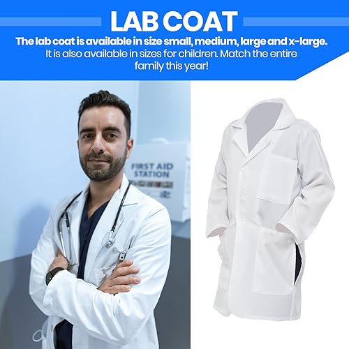 Miniatura 2 de Dress Up America Abrigo de laboratorio Disfraz de médico blanco para adultos 34 de longitud abrigos de laboratorio ligeros para mujeres y hombres