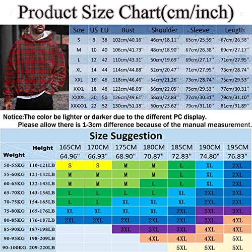 Pull à capuche à manches longues pour homme avec imprimé écossais ajusté - 4